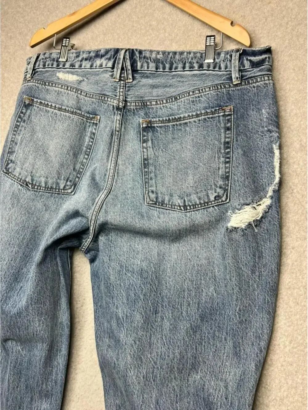 Good American Good Boy High Rise Distress Straight Leg Jeans 16 Curvy 80s